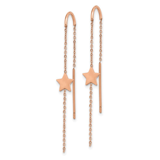 SRE1429 Chisel Stainless Steel Polished Rose IP-plated Star Threader Earrings