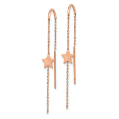 SRE1429 Chisel Stainless Steel Polished Rose IP-plated Star Threader Earrings