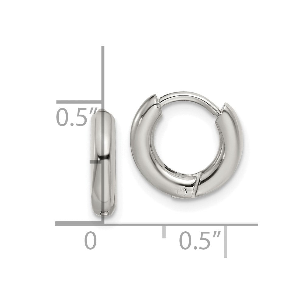 SRE1441 Chisel Stainless Steel Polished 2.5mm Hinged Hoop Earrings