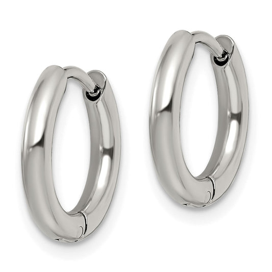 SRE1442 Chisel Stainless Steel Polished 2.5mm Hinged Hoop Earrings