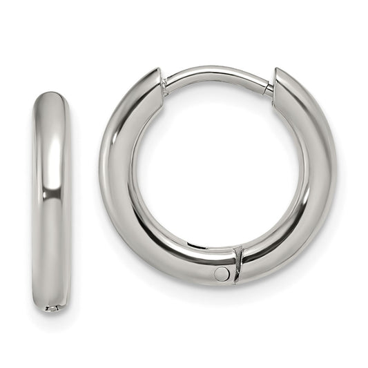 SRE1442 Chisel Stainless Steel Polished 2.5mm Hinged Hoop Earrings