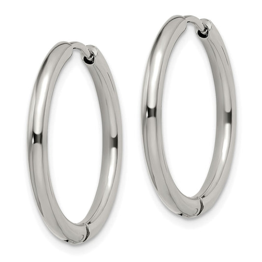 SRE1443 Chisel Stainless Steel Polished 2.5mm Hinged Hoop Earrings