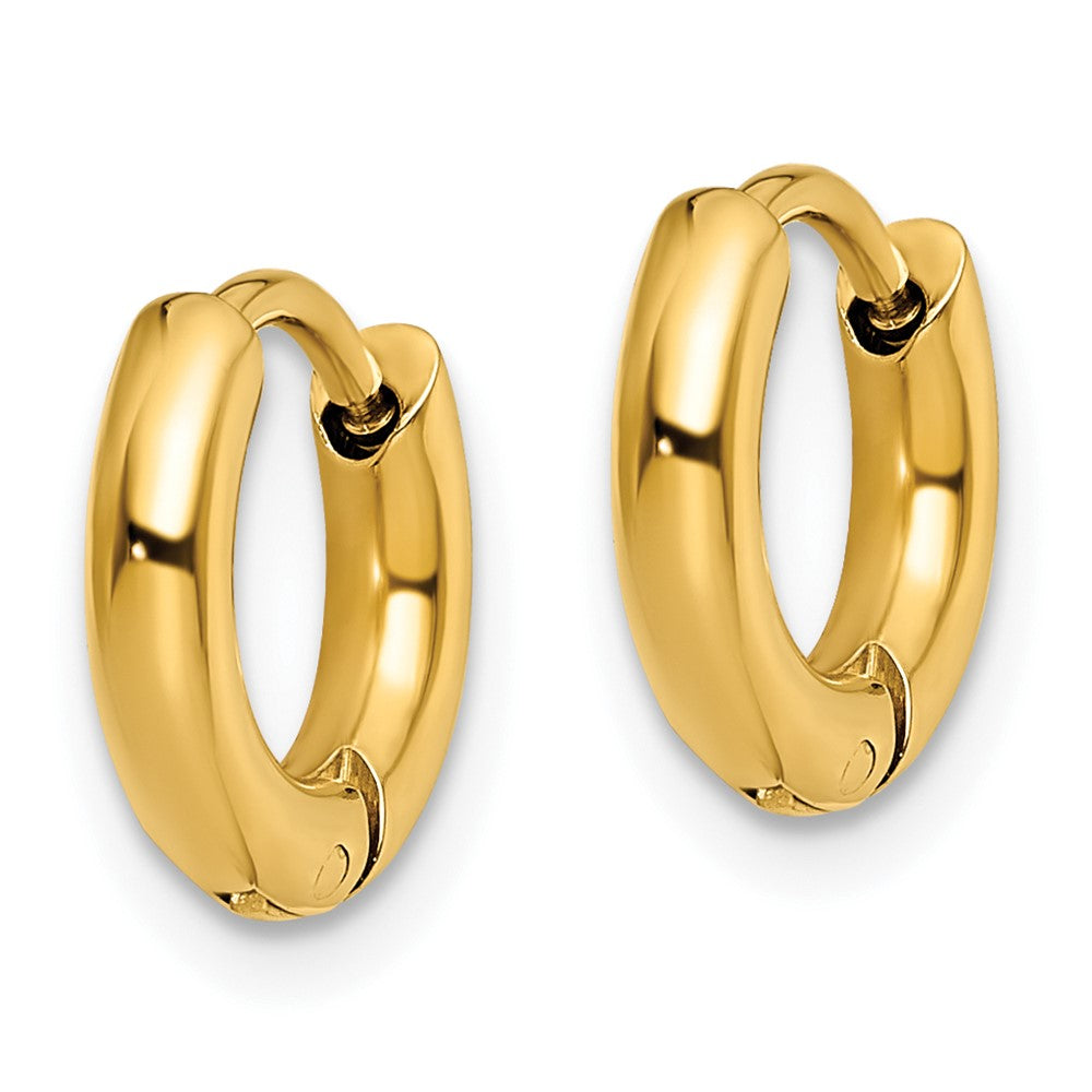 SRE1444 Chisel Stainless Steel Polished Yellow IP-plated 2.5mm Hinged Hoop Earrings
