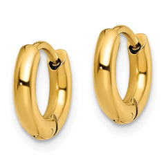 SRE1444 Chisel Stainless Steel Polished Yellow IP-plated 2.5mm Hinged Hoop Earrings