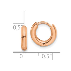 SRE1447 Chisel Stainless Steel Polished Rose IP-plated 2.5mm Hinged Hoop Earrings