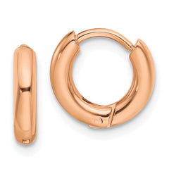 SRE1447 Chisel Stainless Steel Polished Rose IP-plated 2.5mm Hinged Hoop Earrings