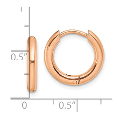 SRE1448 Chisel Stainless Steel Polished Rose IP-plated 2.5mm Hinged Hoop Earrings