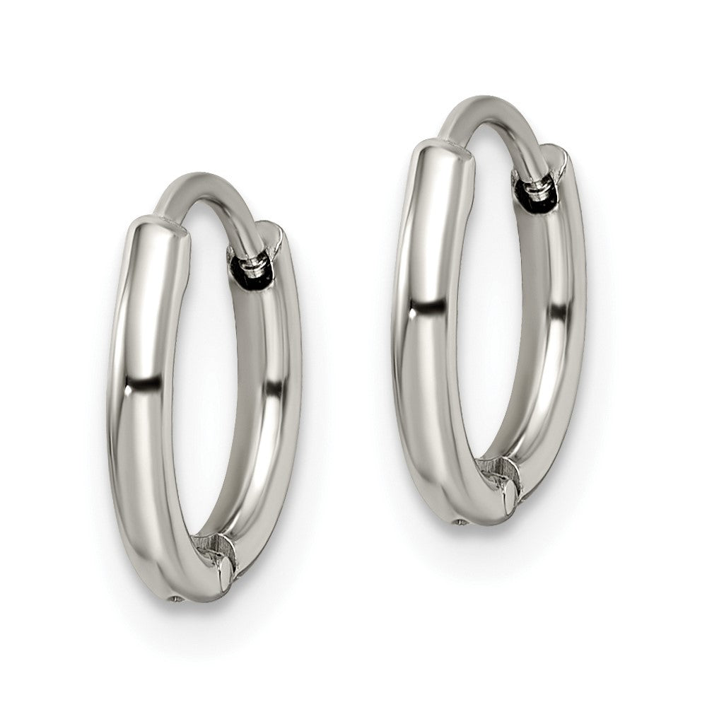 SRE1450 Chisel Stainless Steel Polished 1.6mm Hinged Hoop Earrings
