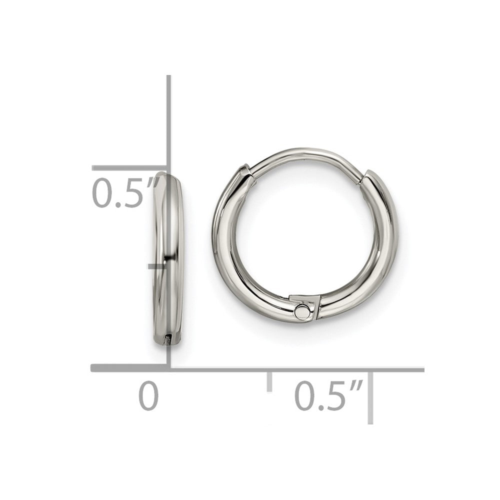SRE1450 Chisel Stainless Steel Polished 1.6mm Hinged Hoop Earrings