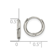 SRE1450 Chisel Stainless Steel Polished 1.6mm Hinged Hoop Earrings
