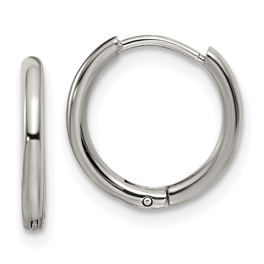 SRE1451 Chisel Stainless Steel Polished 1.6mm Hinged Hoop Earrings