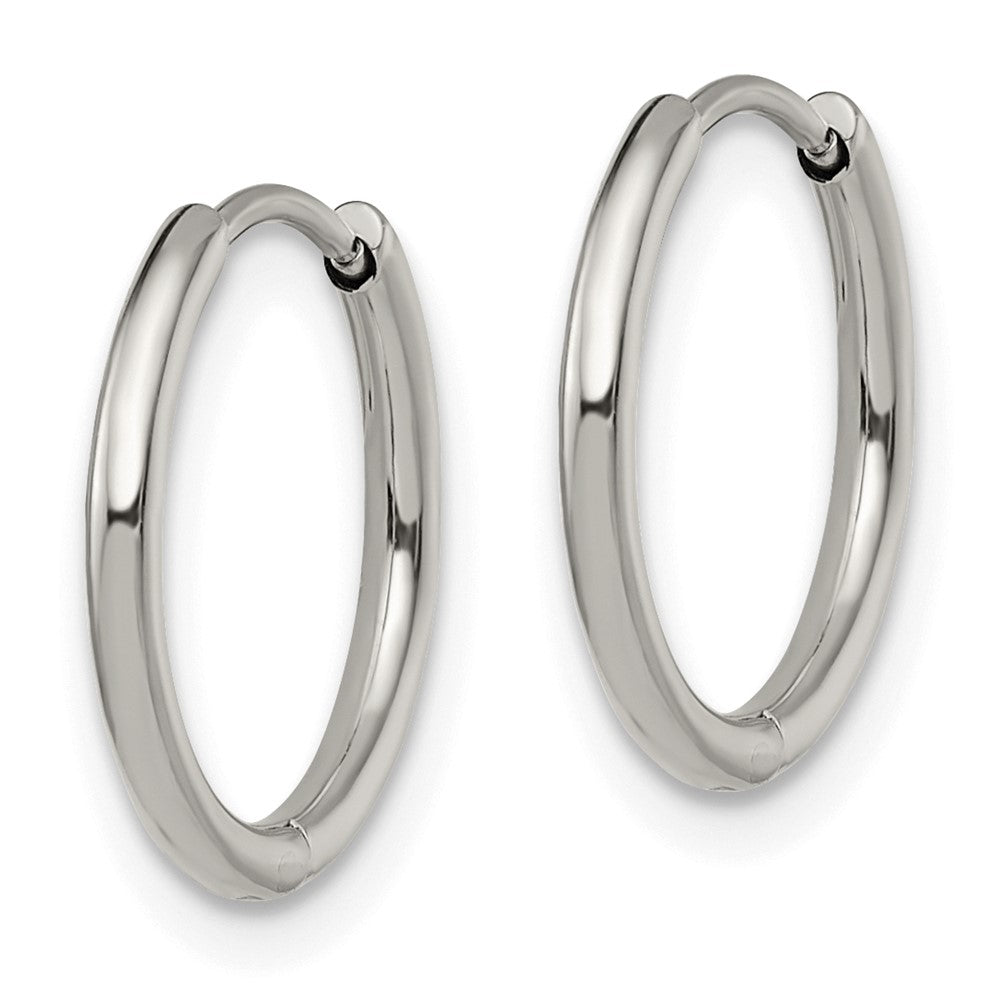 SRE1452 Chisel Stainless Steel Polished 1.6mm Hinged Hoop Earrings