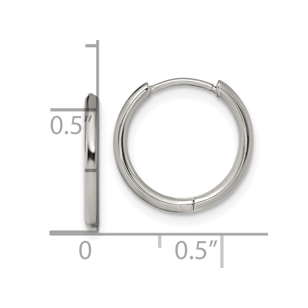 SRE1452 Chisel Stainless Steel Polished 1.6mm Hinged Hoop Earrings
