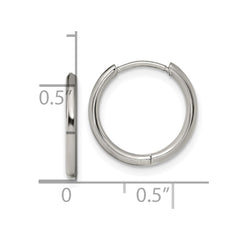 SRE1452 Chisel Stainless Steel Polished 1.6mm Hinged Hoop Earrings