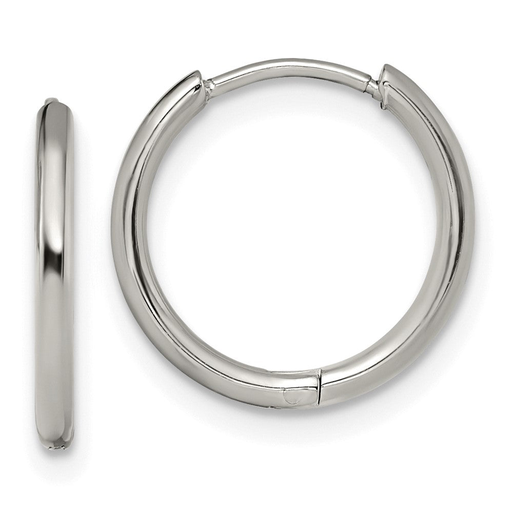 SRE1452 Chisel Stainless Steel Polished 1.6mm Hinged Hoop Earrings