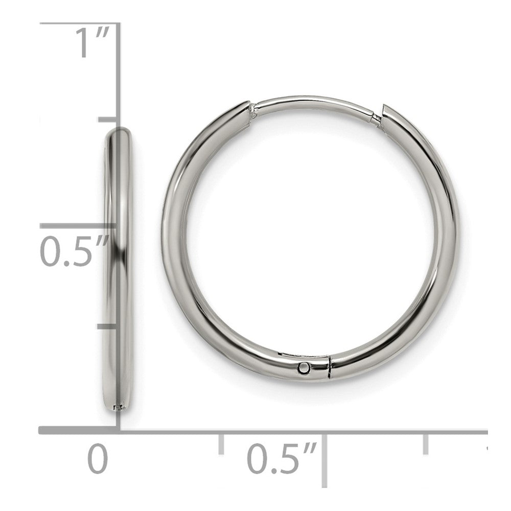 SRE1453 Chisel Stainless Steel Polished 1.6mm Hinged Hoop Earrings