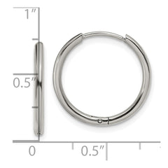 SRE1453 Chisel Stainless Steel Polished 1.6mm Hinged Hoop Earrings