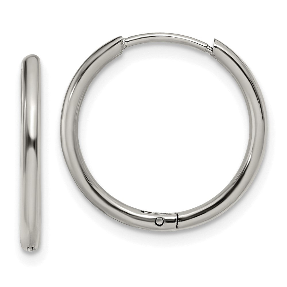 SRE1453 Chisel Stainless Steel Polished 1.6mm Hinged Hoop Earrings
