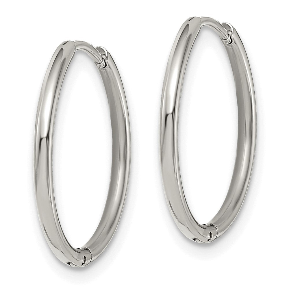 SRE1454 Chisel Stainless Steel Polished 1.6mm Hinged Hoop Earrings