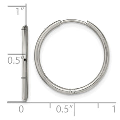 SRE1454 Chisel Stainless Steel Polished 1.6mm Hinged Hoop Earrings