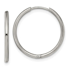 SRE1454 Chisel Stainless Steel Polished 1.6mm Hinged Hoop Earrings