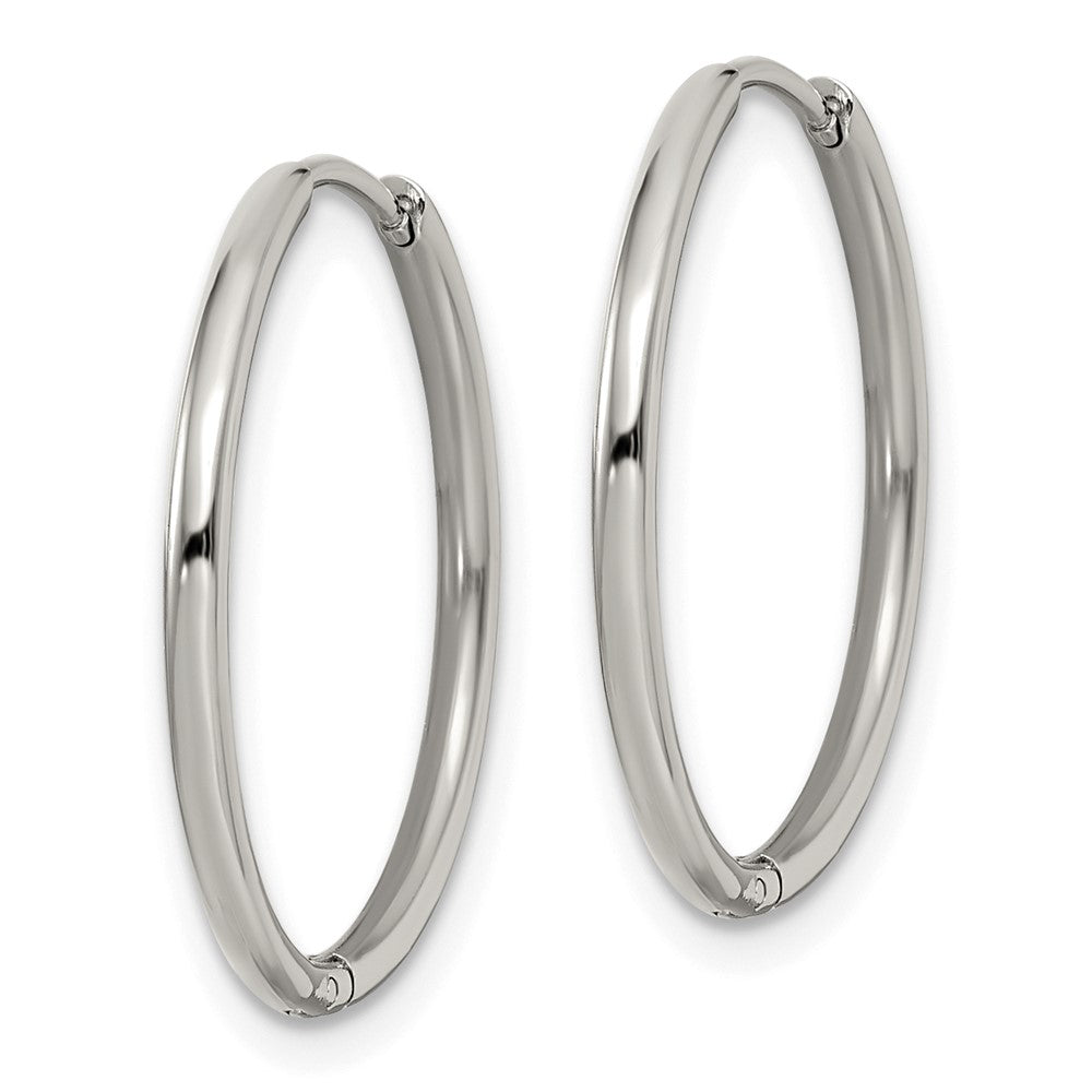 SRE1455 Chisel Stainless Steel Polished 1.6mm Hinged Hoop Earrings