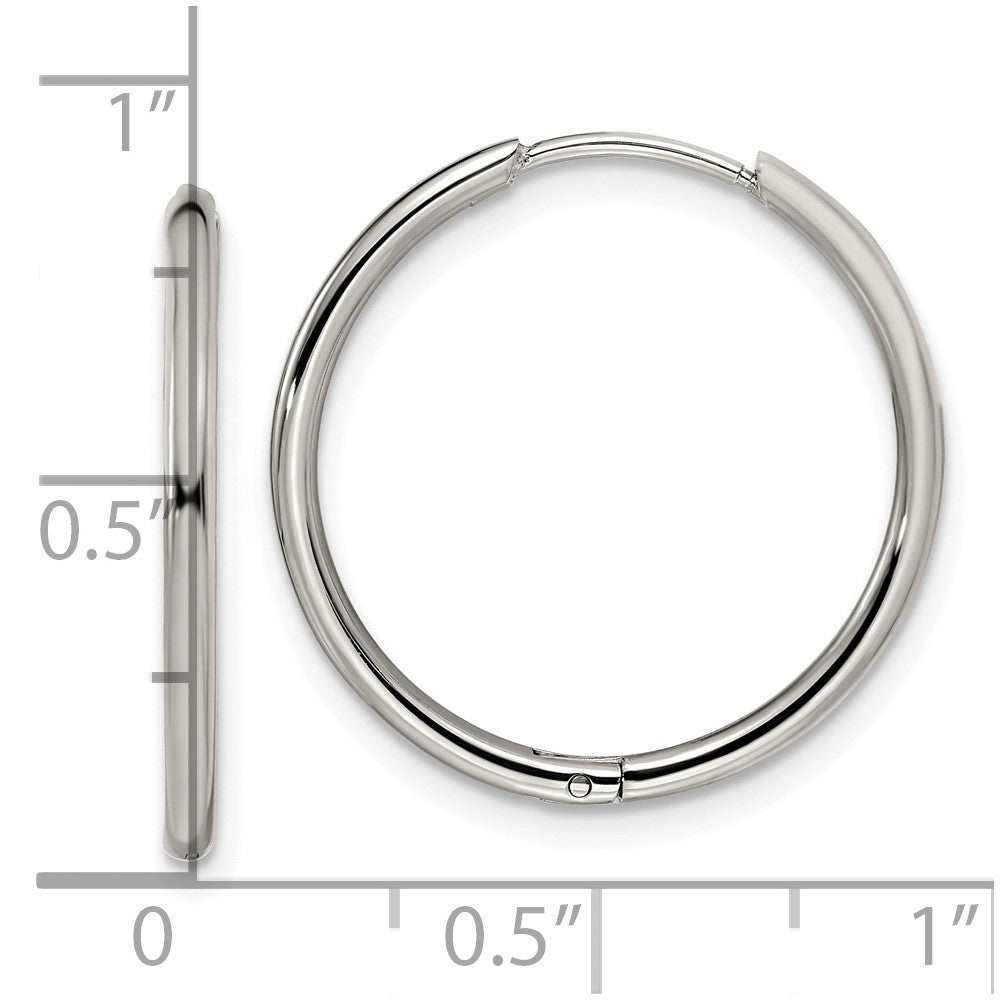 SRE1455 Chisel Stainless Steel Polished 1.6mm Hinged Hoop Earrings