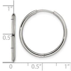 SRE1455 Chisel Stainless Steel Polished 1.6mm Hinged Hoop Earrings