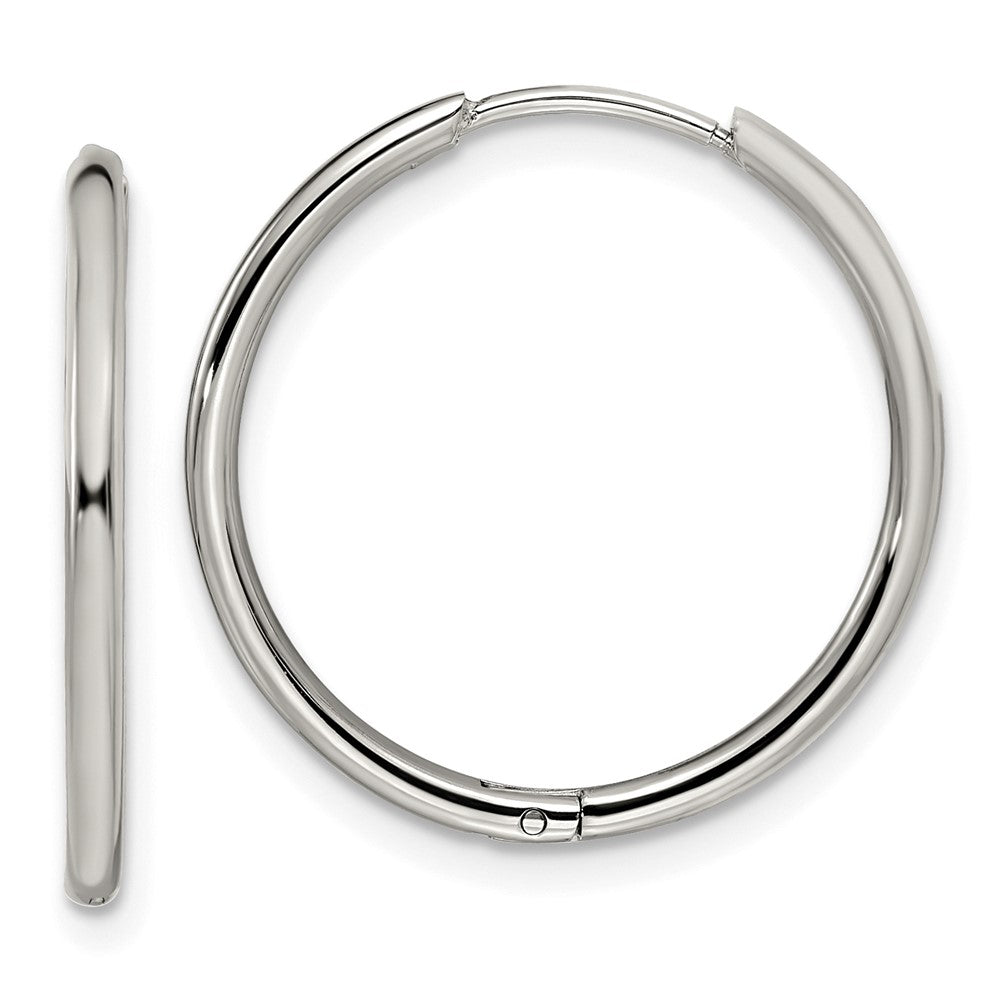 SRE1455 Chisel Stainless Steel Polished 1.6mm Hinged Hoop Earrings