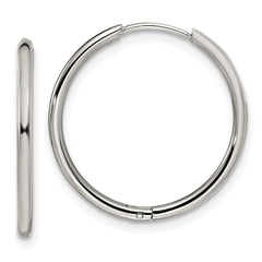 SRE1455 Chisel Stainless Steel Polished 1.6mm Hinged Hoop Earrings
