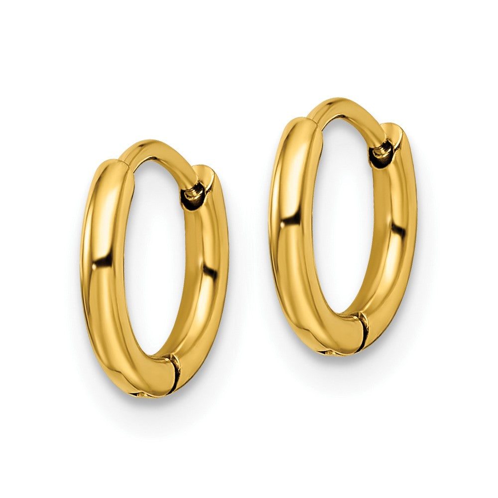 SRE1456 Chisel Stainless Steel Polished Yellow IP-plated 1.6mm Hinged Hoop Earrings