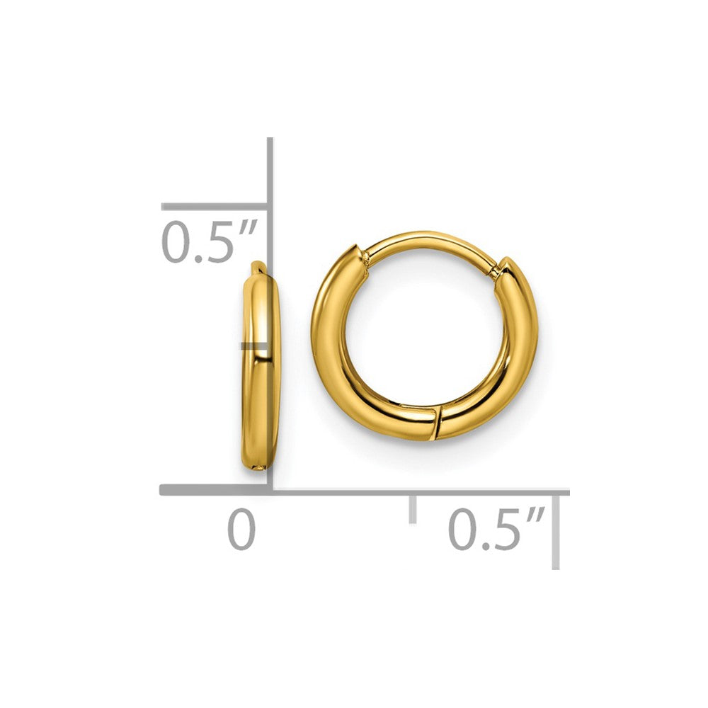SRE1456 Chisel Stainless Steel Polished Yellow IP-plated 1.6mm Hinged Hoop Earrings