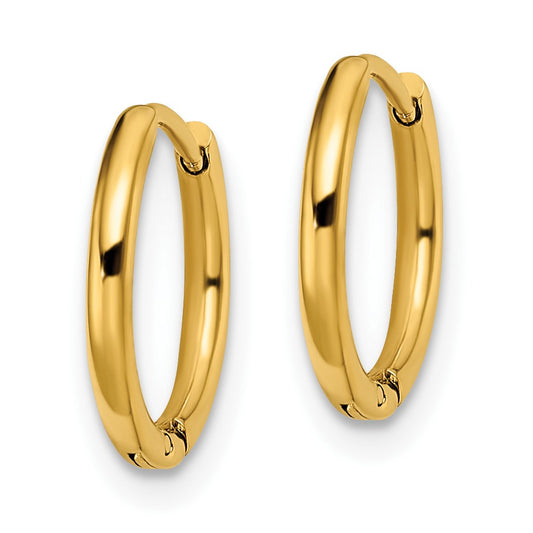 SRE1457 Chisel Stainless Steel Polished Yellow IP-plated 1.6mm Hinged Hoop Earrings