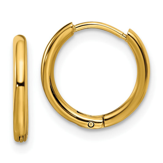 SRE1457 Chisel Stainless Steel Polished Yellow IP-plated 1.6mm Hinged Hoop Earrings