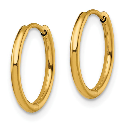 SRE1458 Chisel Stainless Steel Polished Yellow IP-plated 1.6mm Hinged Hoop Earrings