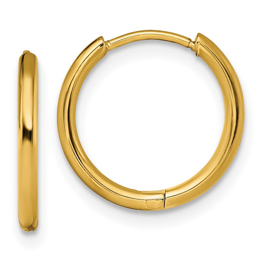 SRE1458 Chisel Stainless Steel Polished Yellow IP-plated 1.6mm Hinged Hoop Earrings