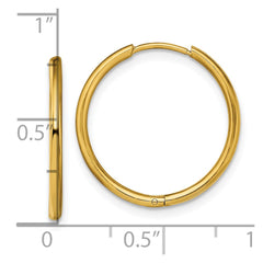 SRE1460 Chisel Stainless Steel Polished Yellow IP-plated 1.6mm Hinged Hoop Earrings