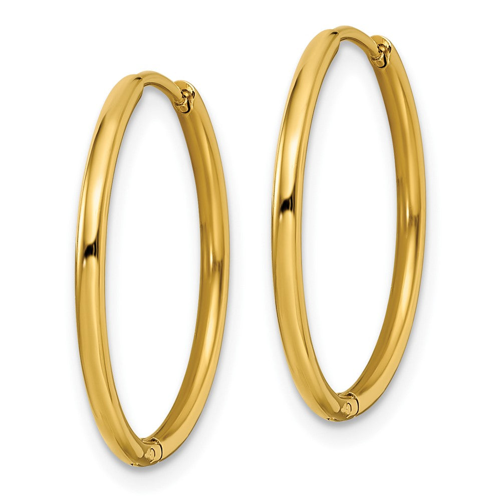 SRE1461 Chisel Stainless Steel Polished Yellow IP-plated 1.6mm Hinged Hoop Earrings