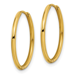 SRE1461 Chisel Stainless Steel Polished Yellow IP-plated 1.6mm Hinged Hoop Earrings