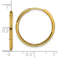 SRE1461 Chisel Stainless Steel Polished Yellow IP-plated 1.6mm Hinged Hoop Earrings