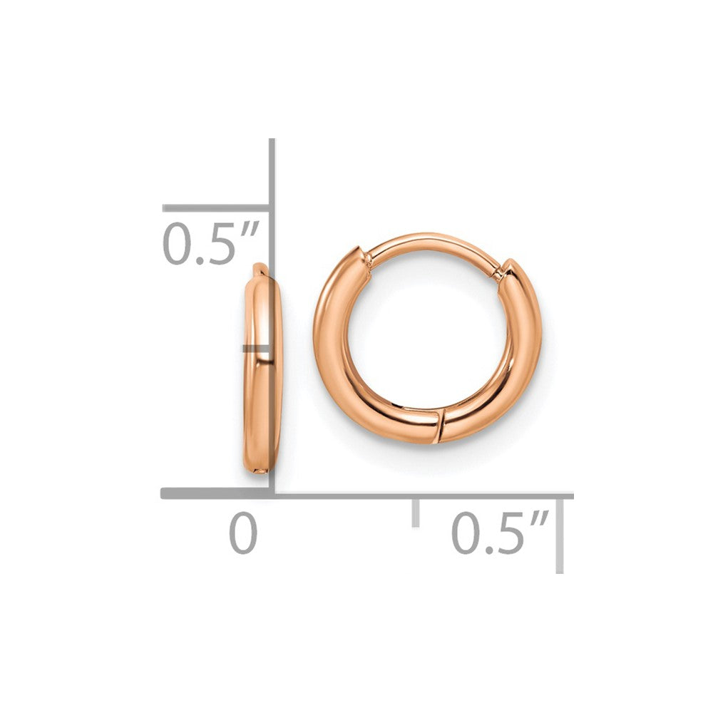 SRE1462 Chisel Stainless Steel Polished Rose IP-plated 1.6mm Hinged Hoop Earrings
