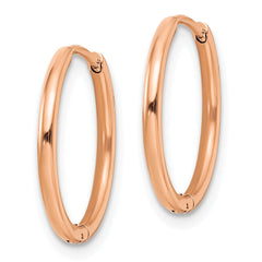 SRE1465 Chisel Stainless Steel Polished Rose IP-plated 1.6mm Hinged Hoop Earrings