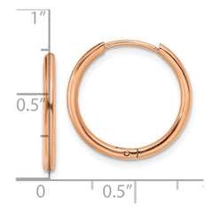 SRE1465 Chisel Stainless Steel Polished Rose IP-plated 1.6mm Hinged Hoop Earrings