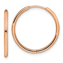 SRE1467 Chisel Stainless Steel Polished Rose IP-plated 1.6mm Hinged Hoop Earrings