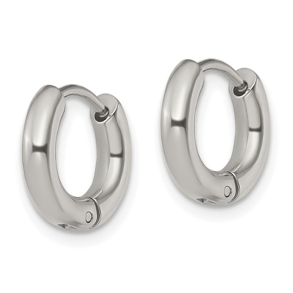SRE1468 Chisel Stainless Steel Polished 3mm Hinged Hoop Earrings