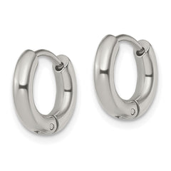 SRE1468 Chisel Stainless Steel Polished 3mm Hinged Hoop Earrings