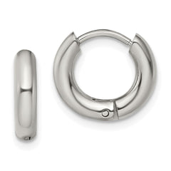 SRE1468 Chisel Stainless Steel Polished 3mm Hinged Hoop Earrings