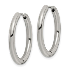 SRE1471 Chisel Stainless Steel Polished 3mm Hinged Hoop Earrings
