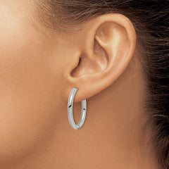 SRE1471 Chisel Stainless Steel Polished 3mm Hinged Hoop Earrings