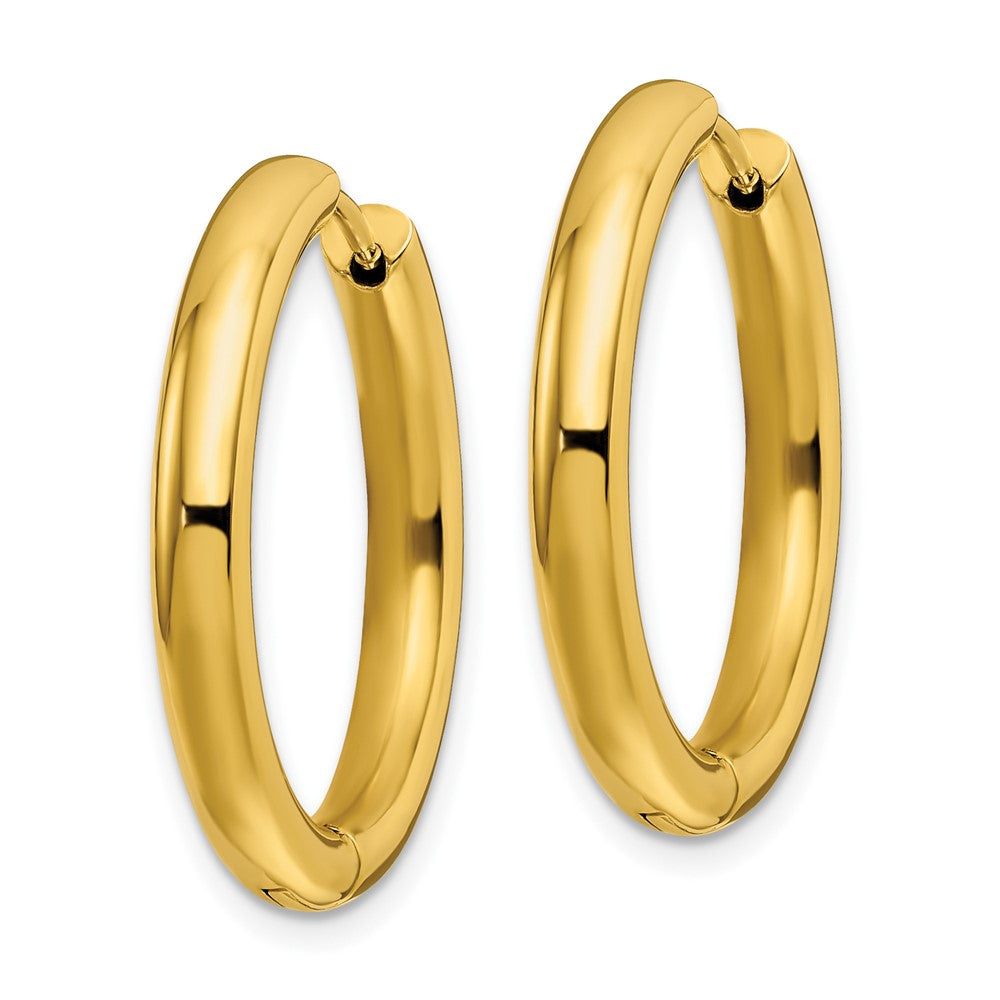 SRE1489 Chisel Stainless Steel Polished Yellow IP-plated 3.5mm Hinged Hoop Earrings
